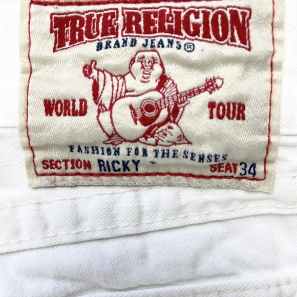 True Religion Mens Size 33 White Straight Leg Denim Jeans - Picture 7 of 9